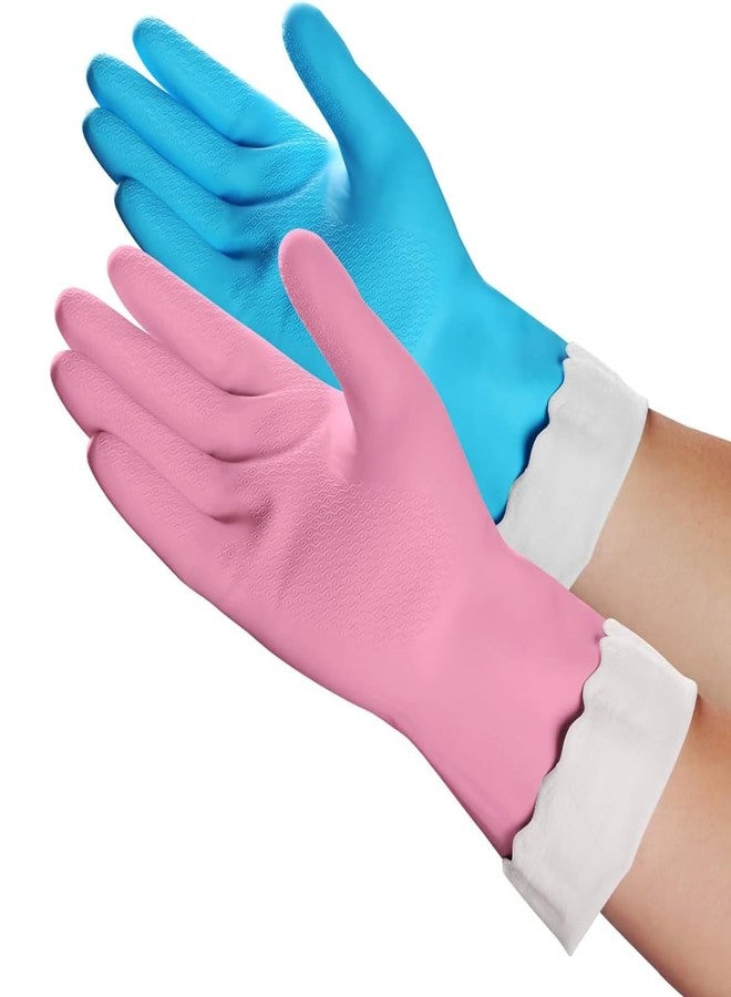 STYLERA Household Cleaning Gloves - Reusable Kitchen Dishwashing Gloves with Latex Free, Cotton lining, Waterproof, Non-Slip (MULTICOLOR, PACK OF 2 PAIR) - Image 1
